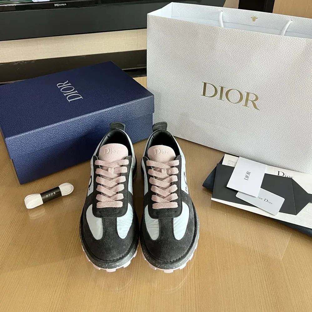 Dior Squash Sneaker Gray and Pink Suede Calfskin with Light Blue Technical Fabric for Unisex Dior Squash Sneaker Gray and Pink Suede Calfskin with Light Blue Technical Fabric for Unisex