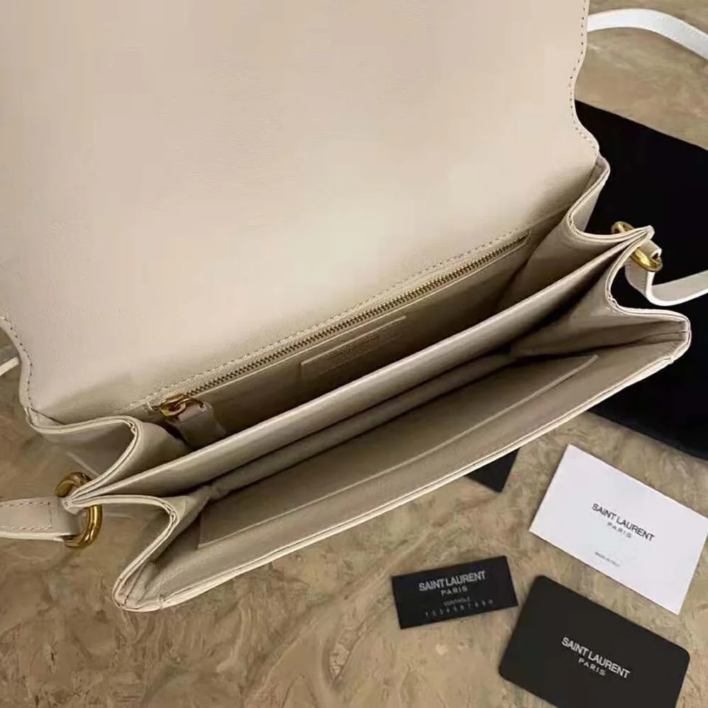 Saint Laurent YSL LE Maillon Satchel in Smooth Leather for Women in White Saint Laurent YSL LE Maillon Satchel in Smooth Leather for Women in White