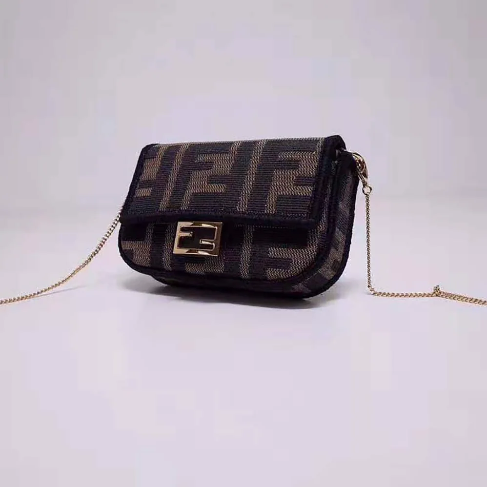 Fendi Nano Baguette Charm Brown Fabric Charm for Women Fendi Nano Baguette Charm Brown Fabric Charm for Women