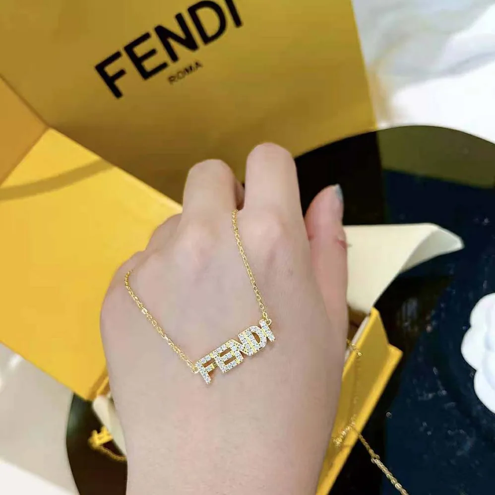 Fendi Signature Gold for Women in colored Nnecklace Clip Closure