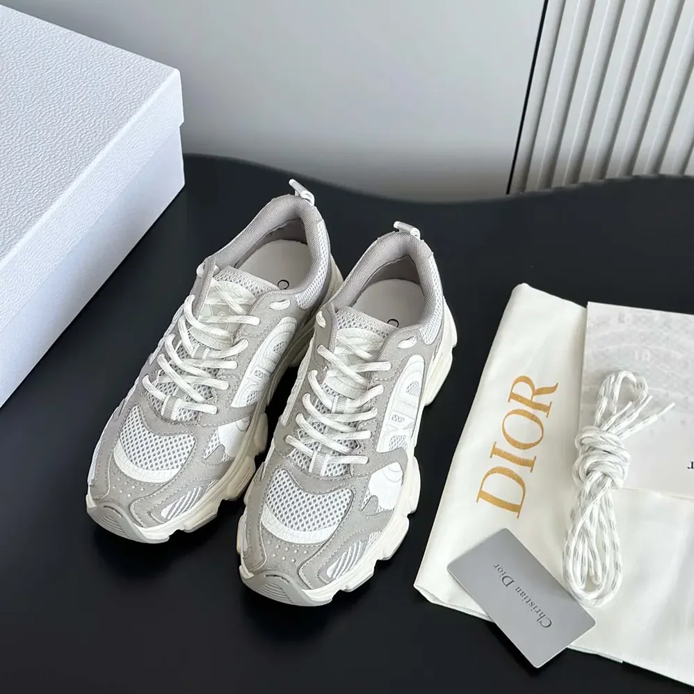 Dior Chrono Sneaker Gray Mesh and Suede Calfskin for Unisex