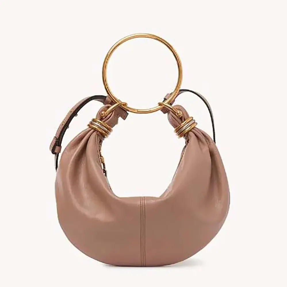 Chloe Small Bracelet Hobo Bag in Grained Leather for Women in Pink Chloe Small Bracelet Hobo Bag in Grained Leather for Women in Pink