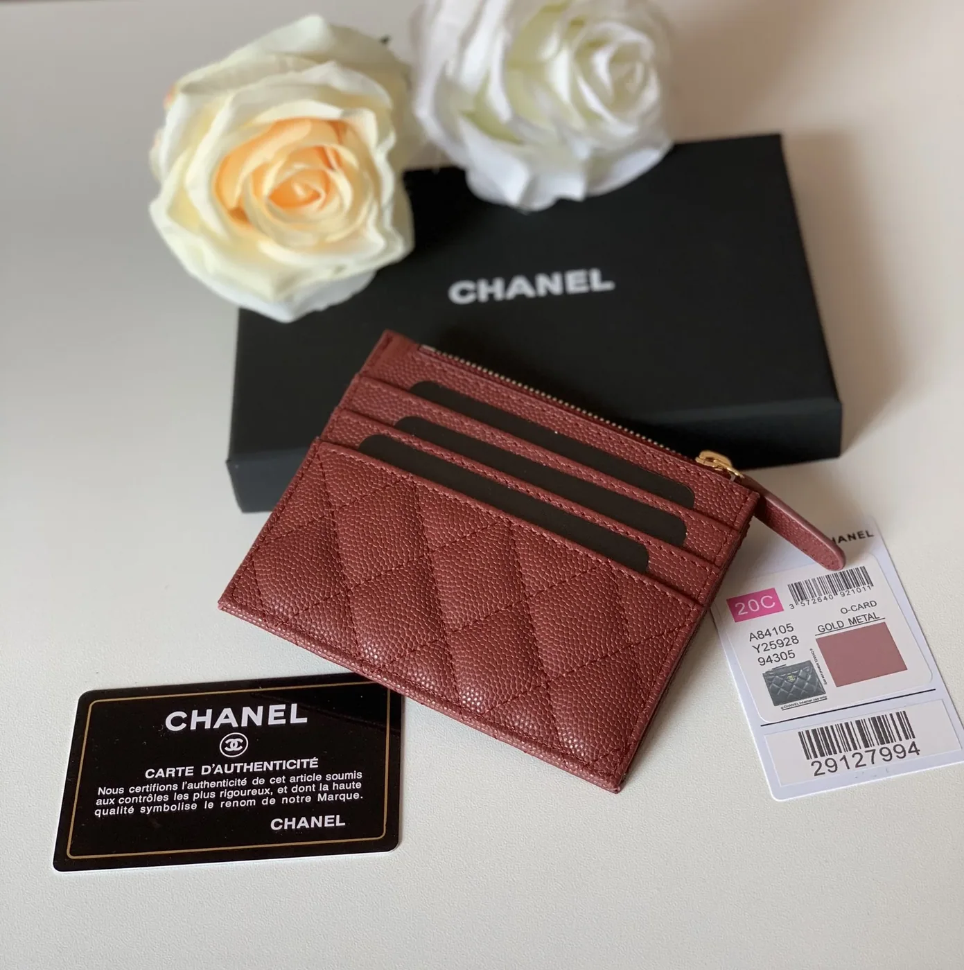 Chanel Flat Card Holder Purple Bag /