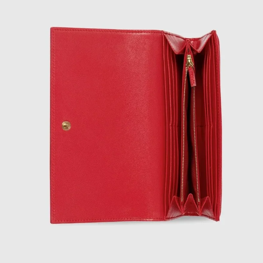 Gucci GG Marmont Continental Wallet in Bright Red Gold Hardware