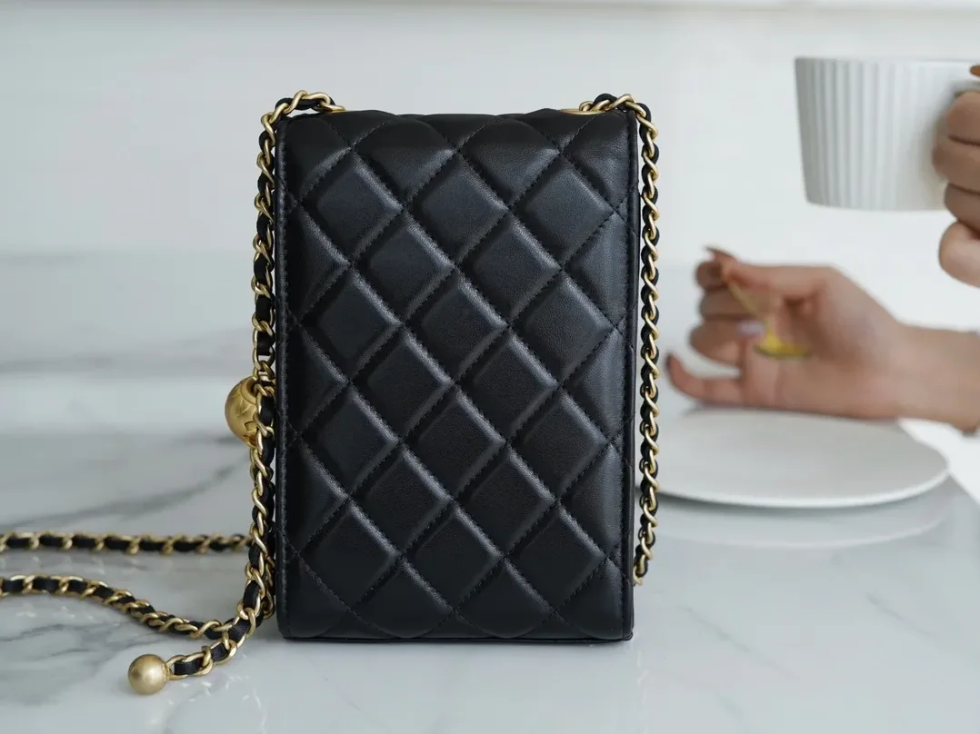 Chanel Quilted Phone Holder Bag Black / Chanel Quilted Phone Holder Bag Black /