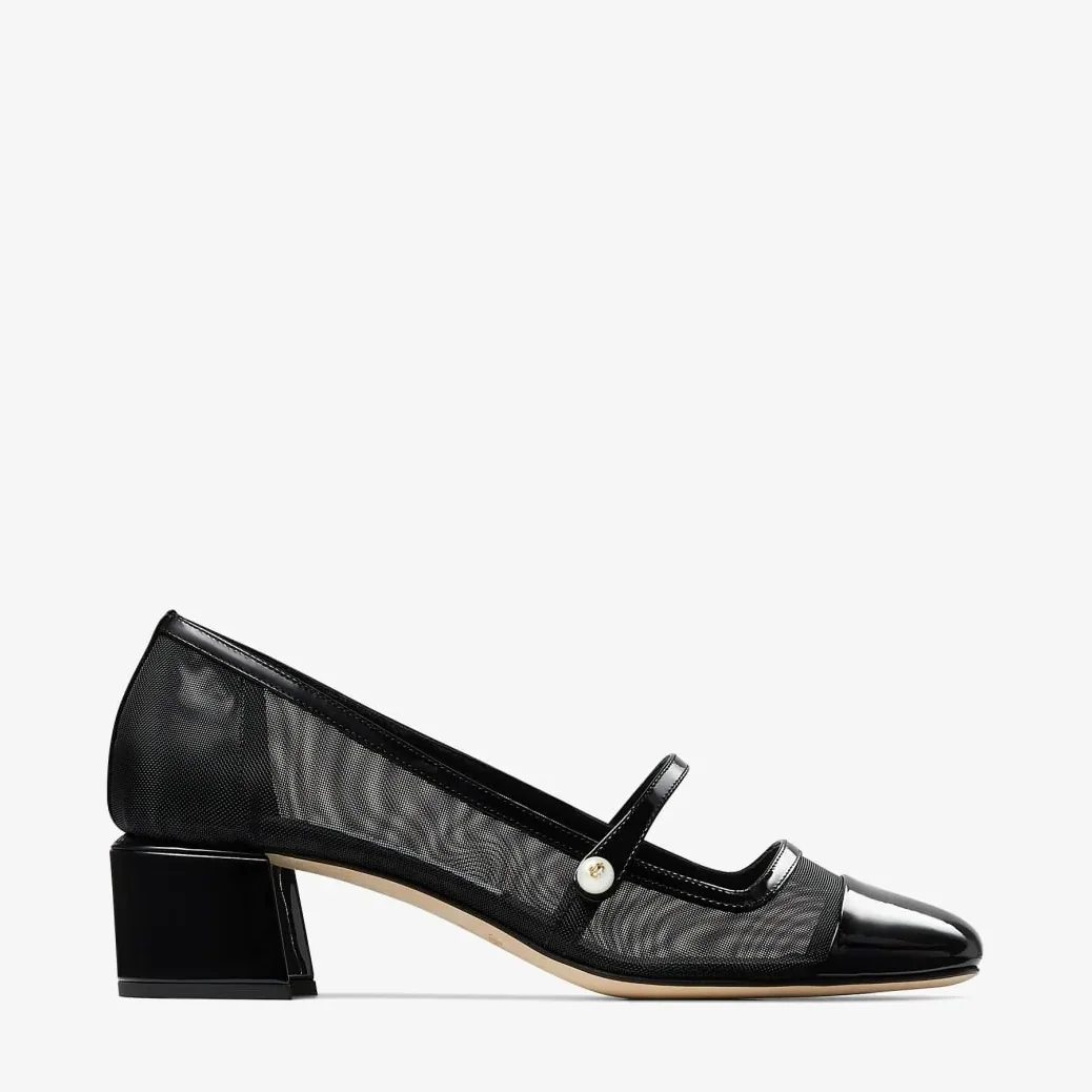 Jimmy Choo Elisa 45 Mesh Pumps Black ELISA45TNX