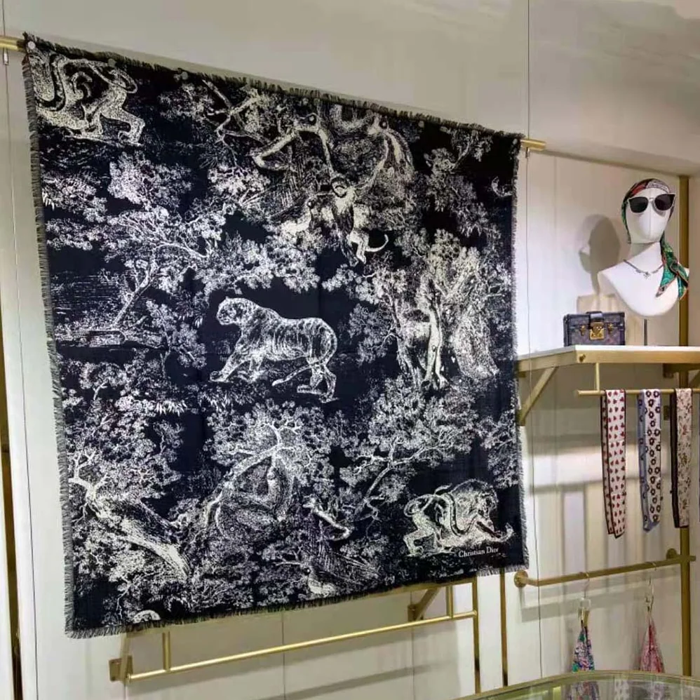 Dior Toile DE Jouy Reverse Square Scarf Silk Twill for Women in Black
