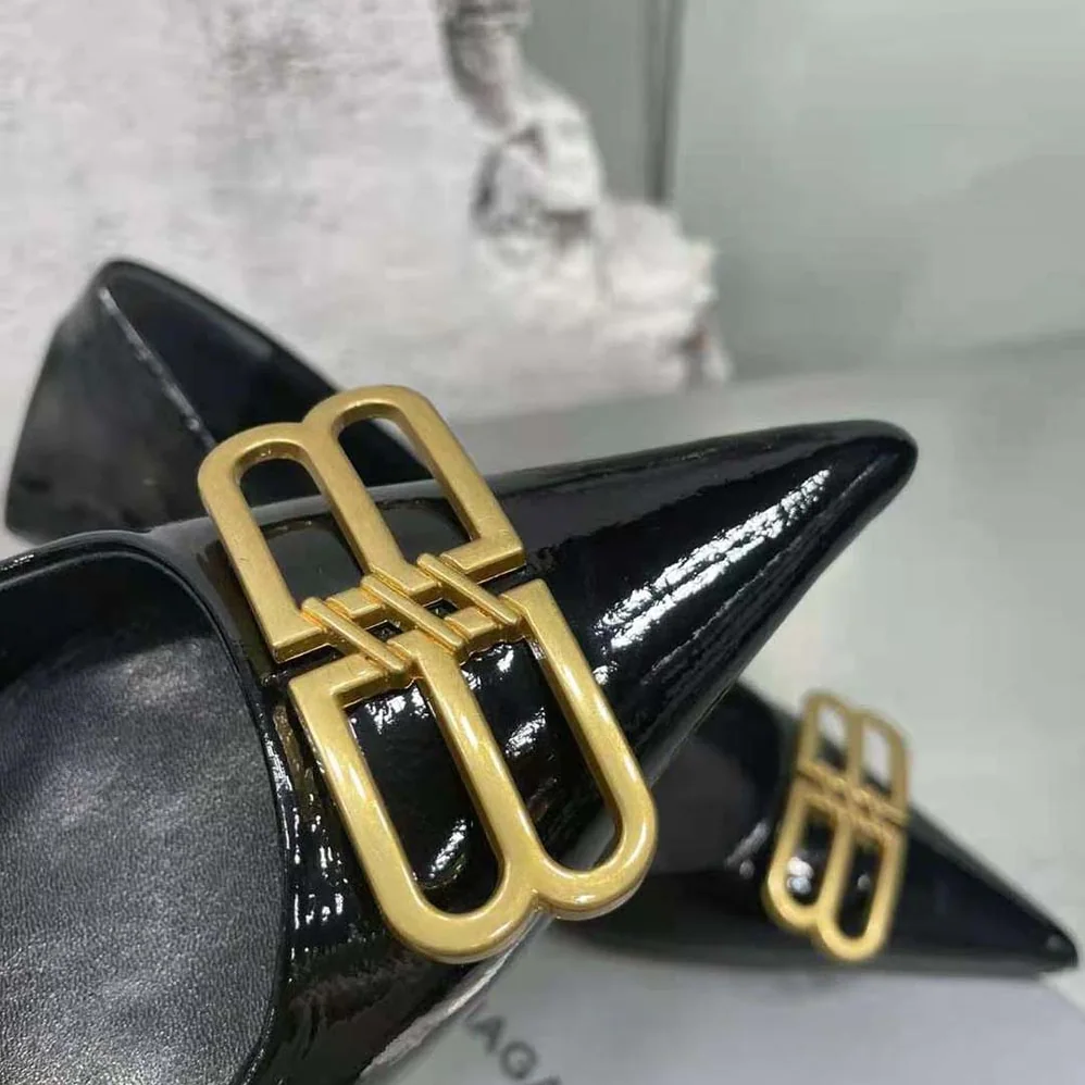 Balenciaga Square Knife BB 80mm Pump in Black Shiny Lambskin for Women