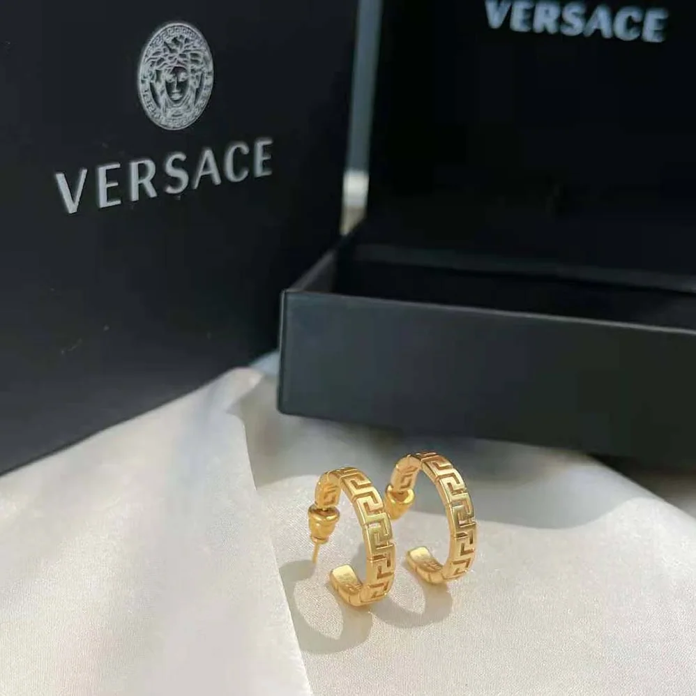 Versace Small Greca Hoop Earrings for Women in Gold