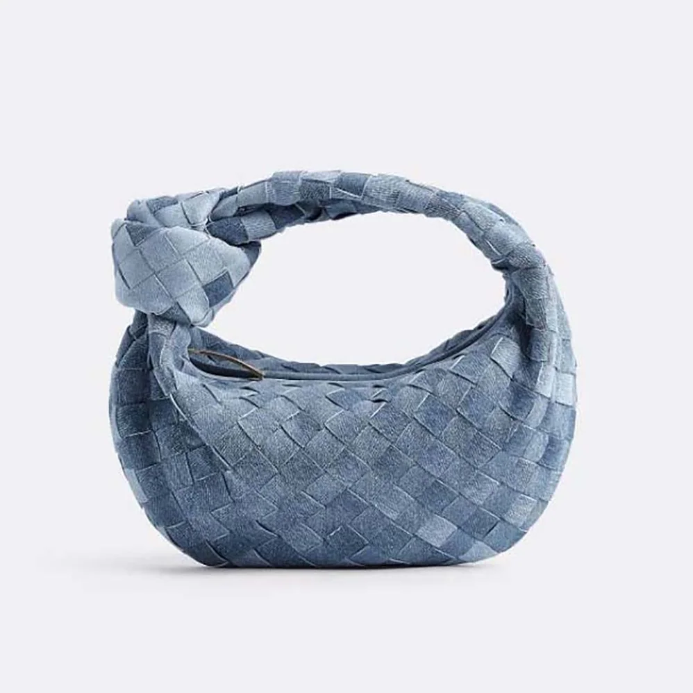 Bottega Veneta Mini Jodie Intrecciato Denim Effect Leather Top Handle Bag for Women