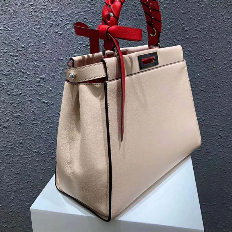 Fendi Peekaboo Rregular Pink Leather Bag for Women in White