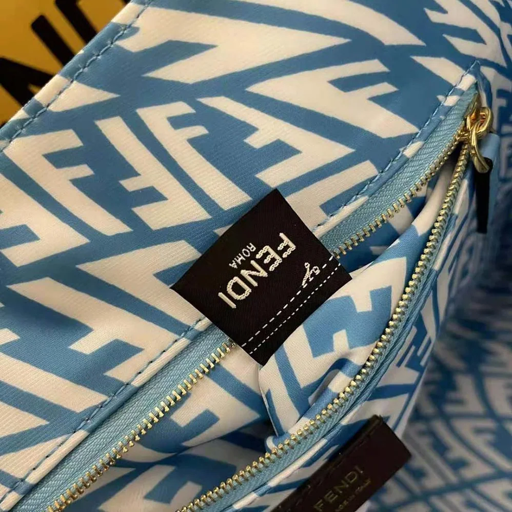 Fendi Shopper Blue Glazed Canvas Bag for Women