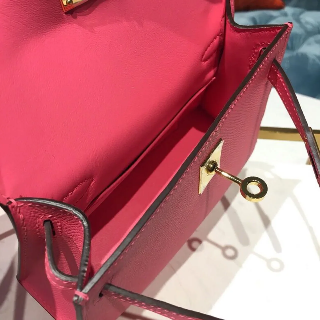 Hermes Mini Kelly Rose Tyrien Gold Toned Hardware / Hermes Mini Kelly Rose Tyrien Gold Toned Hardware /