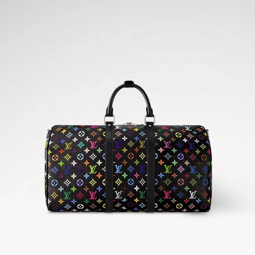 Louis Vuitton LV x TM Keepall Bandouliere 50 Travel Bag in Multicolore Black Silver Hardware Louis Vuitton LV x TM Keepall Bandouliere 50 Travel Bag in Multicolore Black Silver Hardware