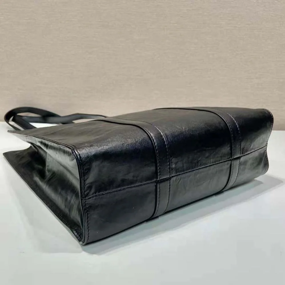 Prada Small Antique Nappa Leather Tote for Women in Black Prada Small Antique Nappa Leather Tote for Women in Black