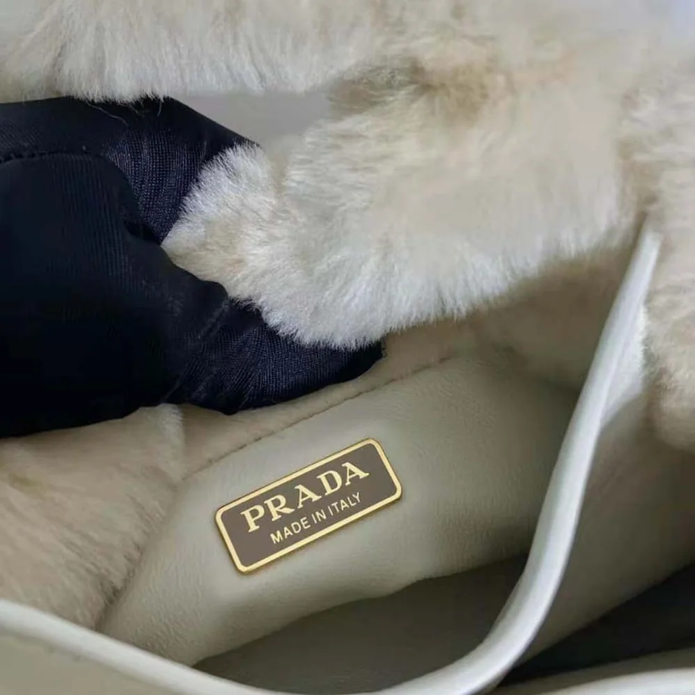 Prada Shearling Mini Handbag for Women in Beige Prada Shearling Mini Handbag for Women in Beige