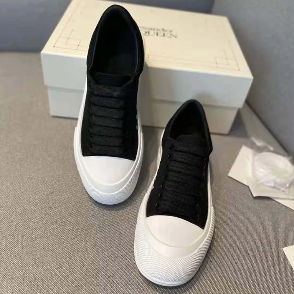 Alexander Mcqueen Deck Lace Up Plimsoll for Women in Black