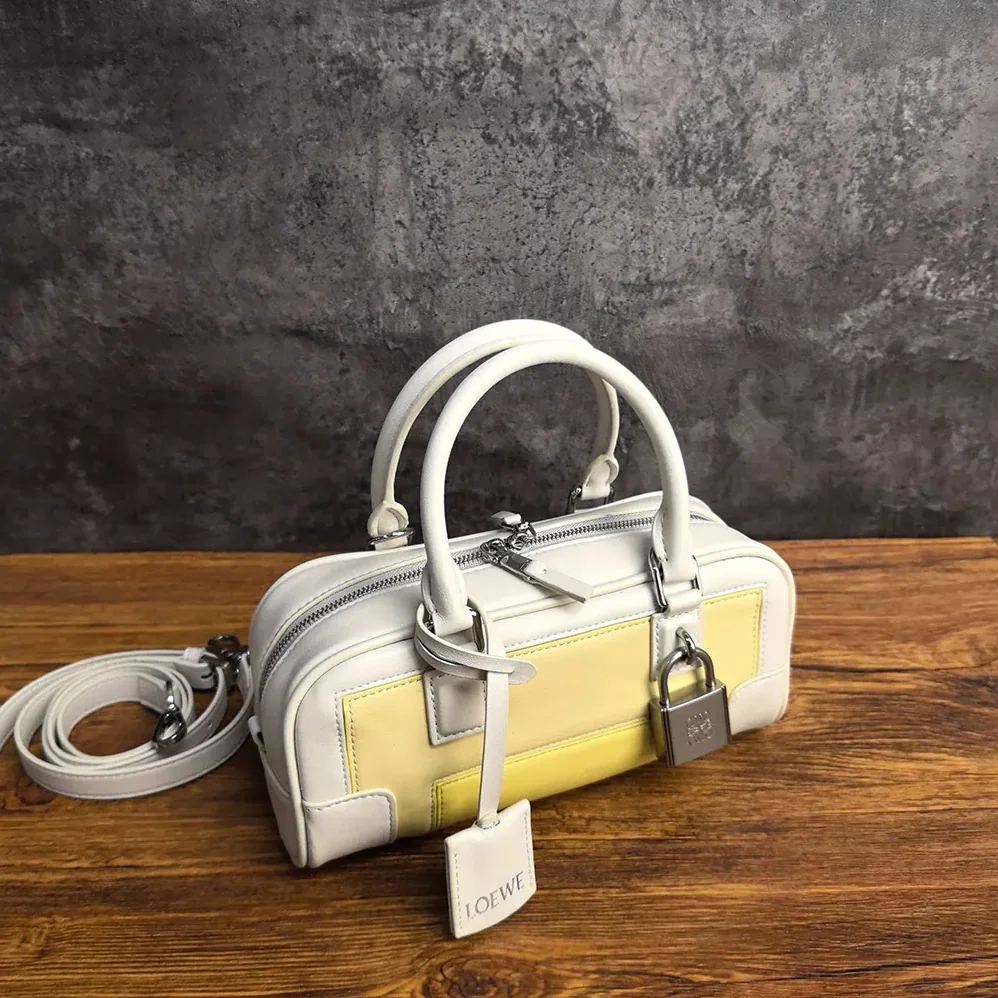 Loewe Amazona 23 Cropped Bag in Nappa Calfskin for Women in Pale Grey Loewe Amazona 23 Cropped Bag in Nappa Calfskin for Women in Pale Grey