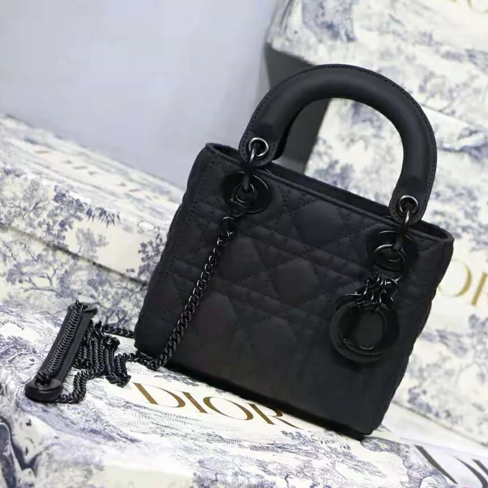 Dior Mini Lady Dior Bag Black Ultramatte Cannage Calfskin