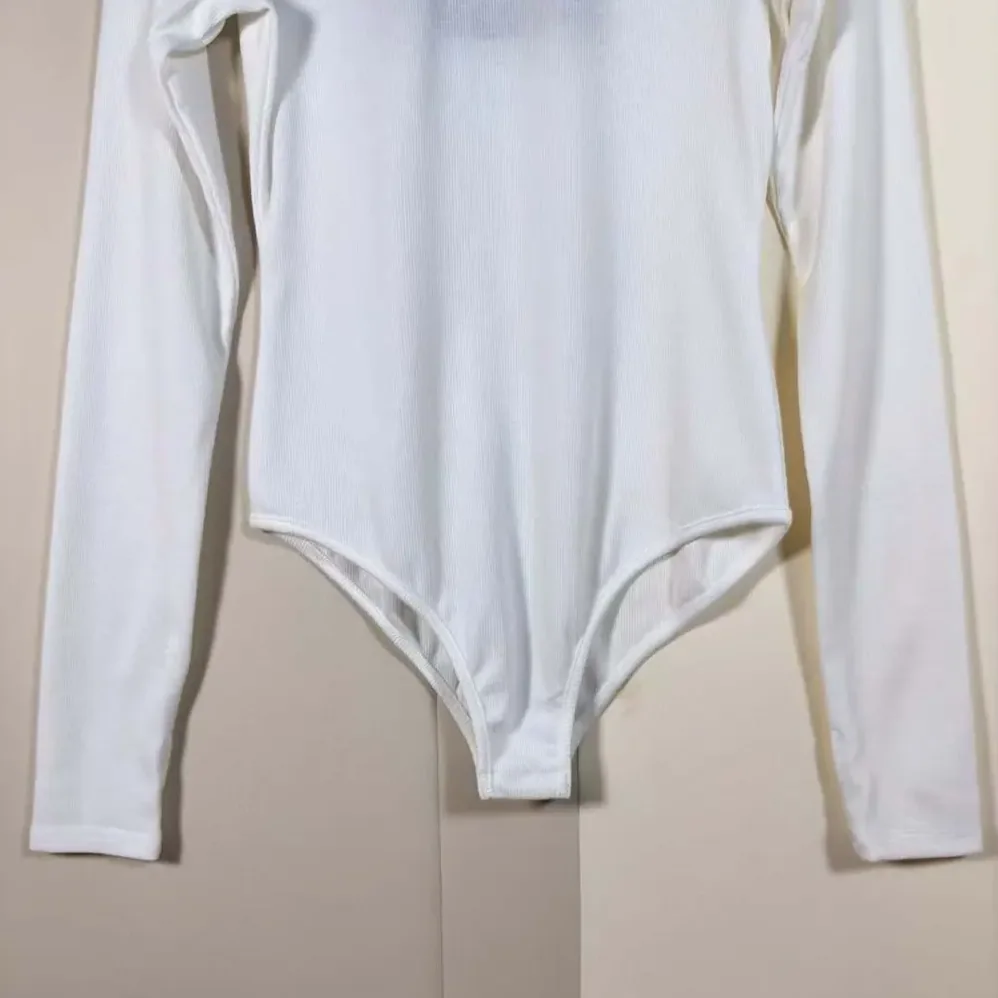 Prada Ribbed Knit Jersey Bodysuit for Women in White
