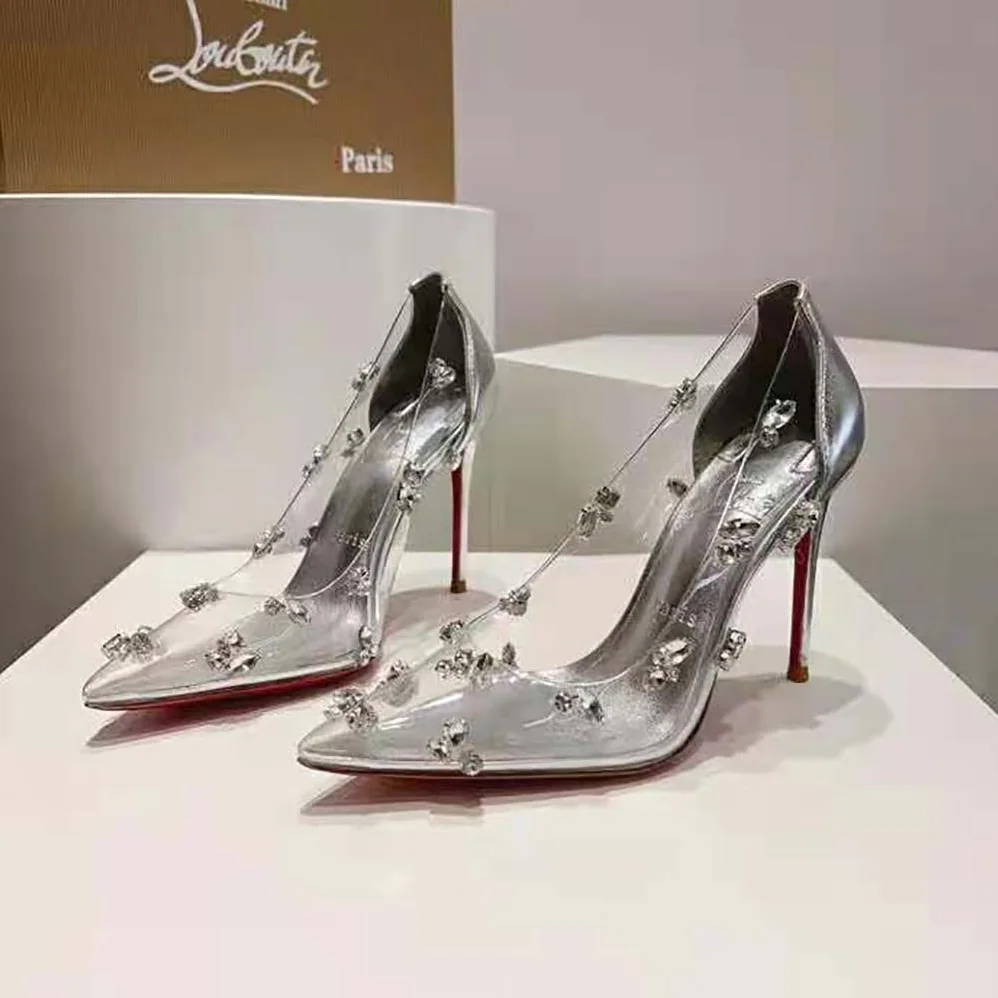 Christian Louboutin Degraqueen Pump with PVC and Iridescent Nappa Leather for Women in Silver
