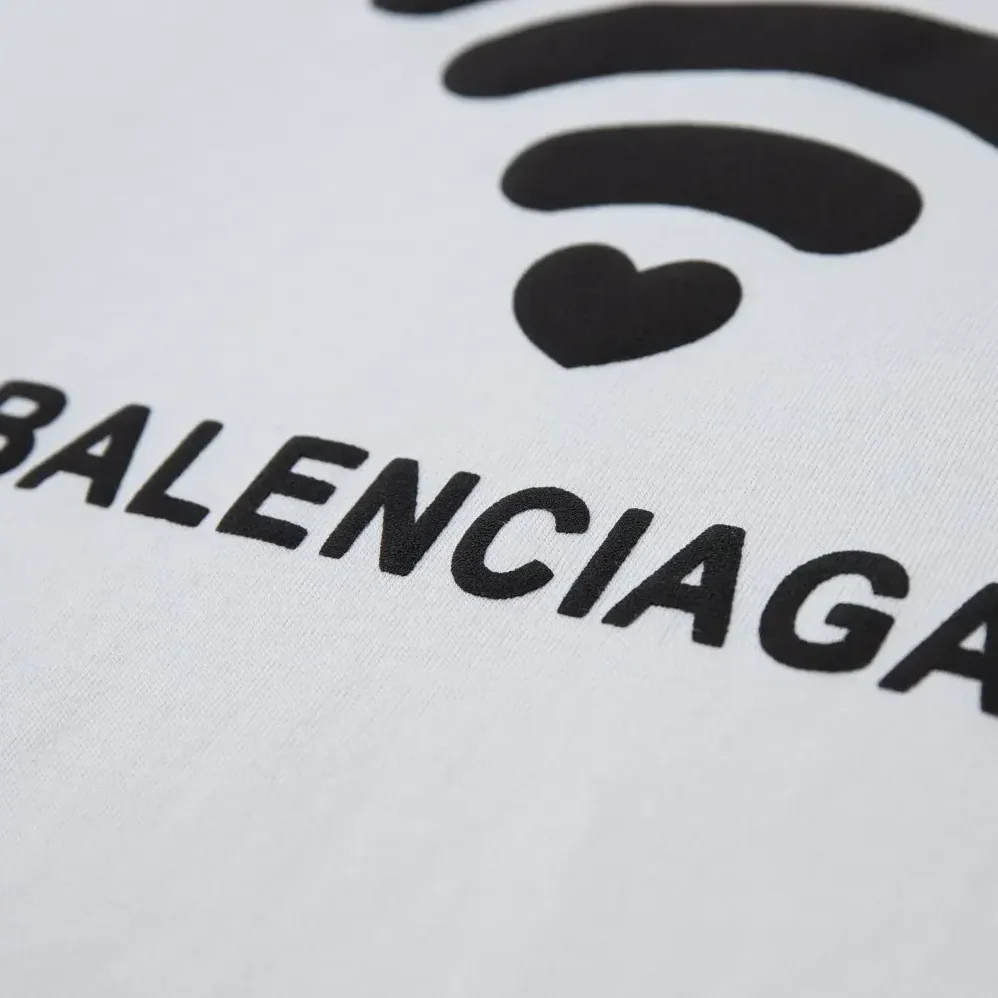 Balenciaga Lo_ve T-Shirt Medium Fit in off White and Black Vintage Jersey for Men Balenciaga Lo_ve T-Shirt Medium Fit in off White and Black Vintage Jersey for Men