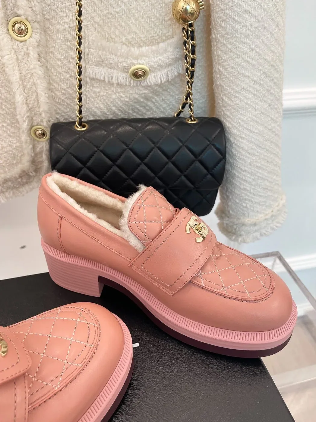 Chanel Loafers With Lining Pink for Women Chanel Loafers With Lining Pink for Women