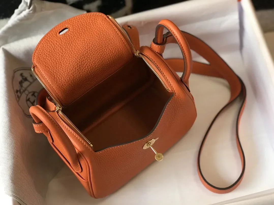 Hermes Lindy Mini Clemence Bag Orange