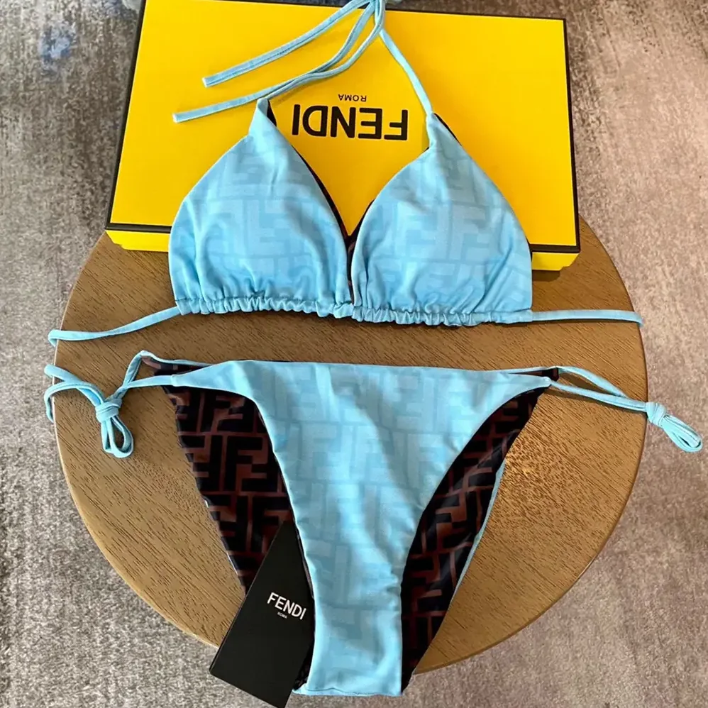 Fendi Swimsuit Blue Lycra Bikini for Women