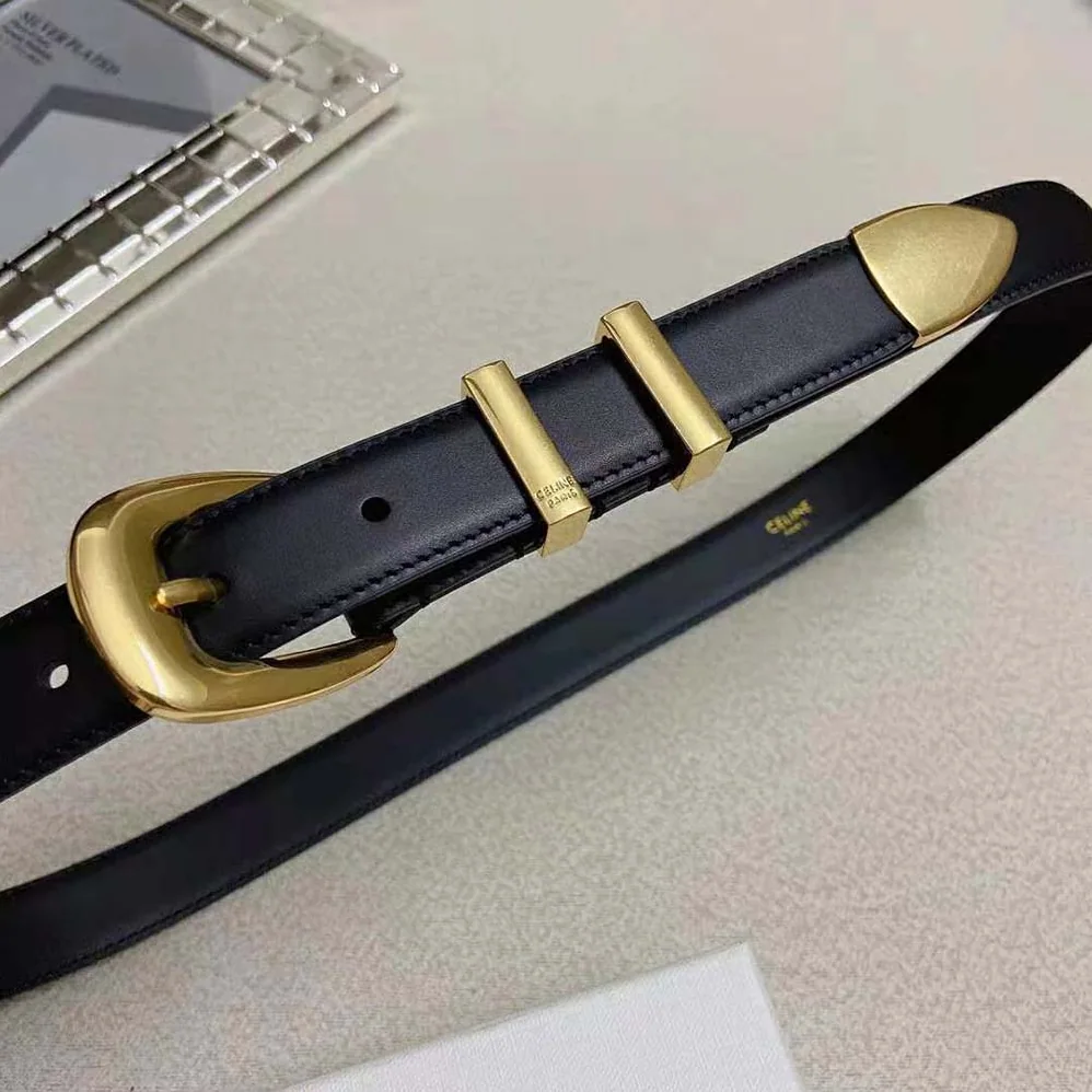 Celine Medium Western Belt in Smooth Calfskin for Women in Gold