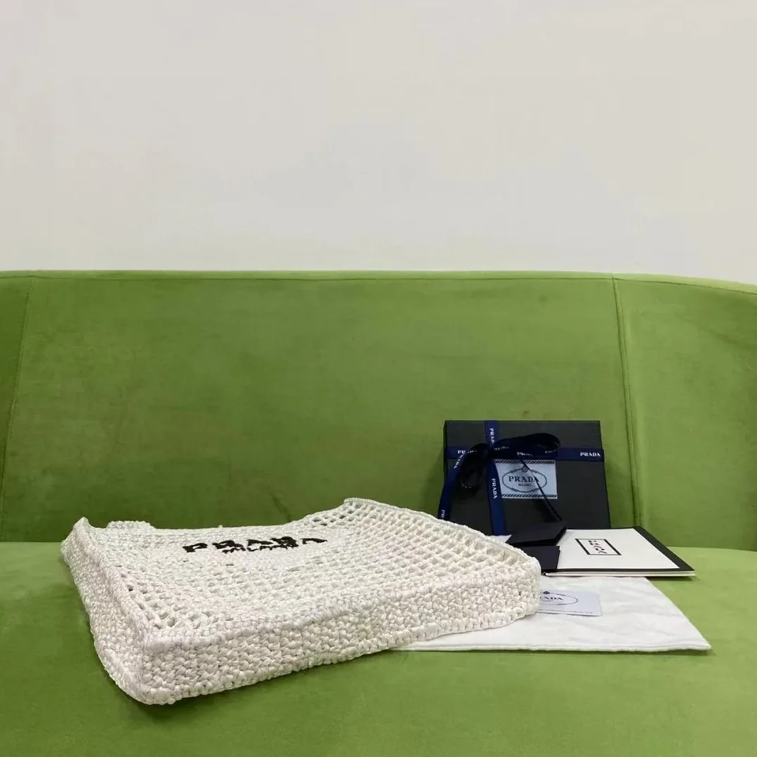 Prada Raffia Tote Bag White Prada Raffia Tote Bag White