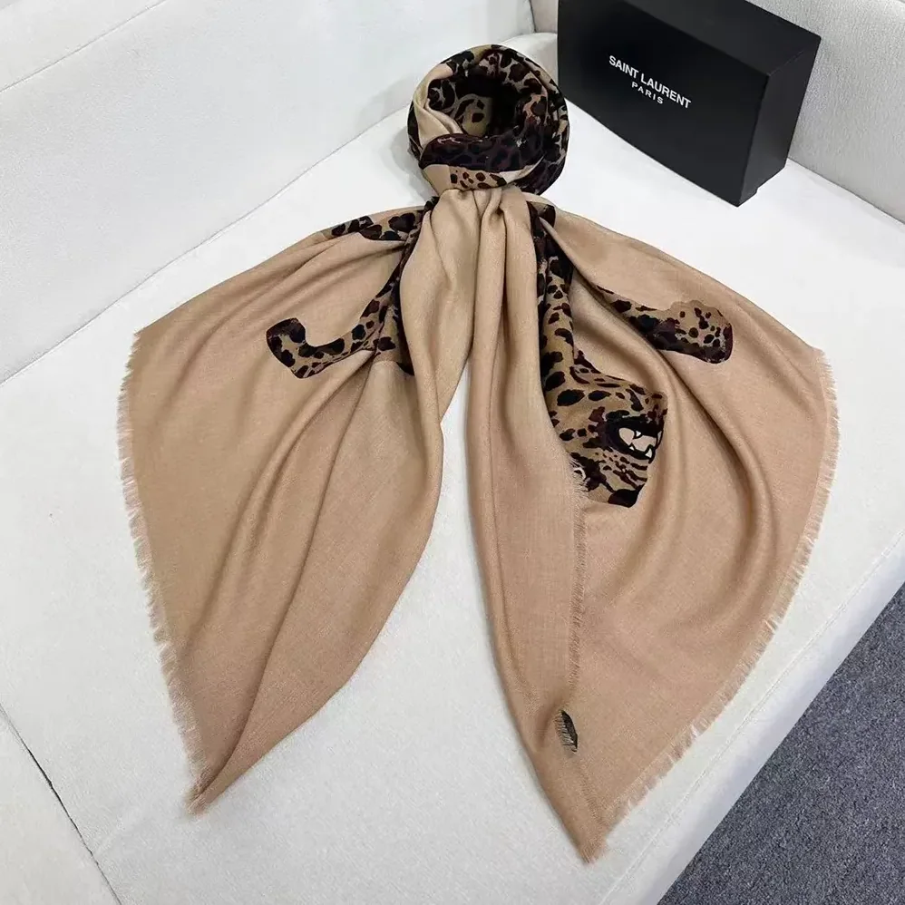 Saint Laurent YSL Cassandre Square Scarf In Wool Twill for Women Saint Laurent YSL Cassandre Square Scarf In Wool Twill for Women