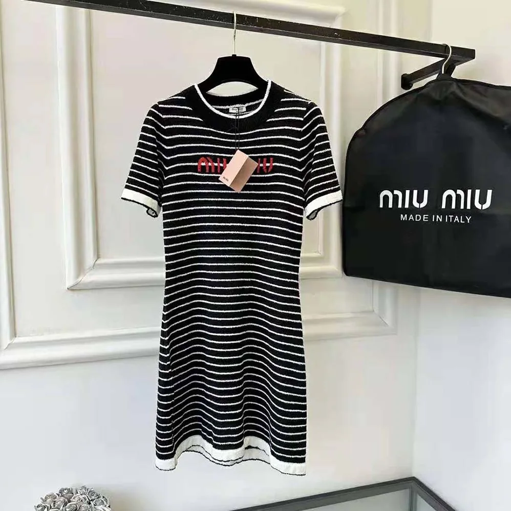Miu Miu Bouclé Cotton Crew-Neck Mini for Women in Dress Miu Miu Bouclé Cotton Crew-Neck Mini for Women in Dress