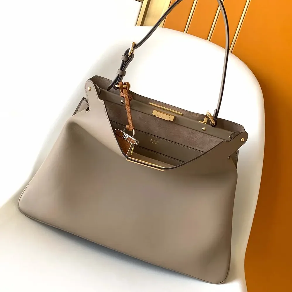 Fendi Peekaboo Soft Large Dove gray Leather Bag for Women