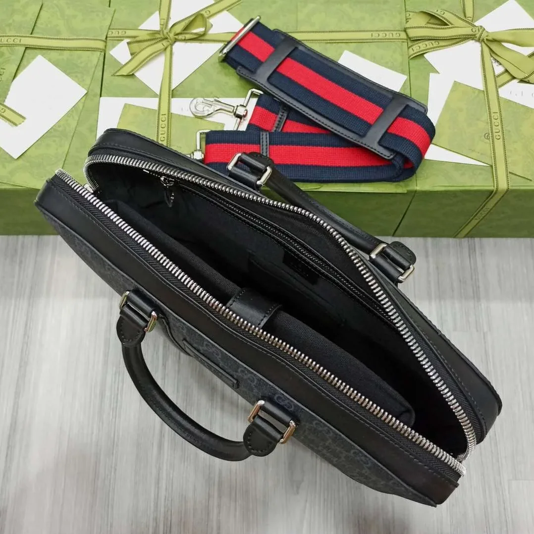 Gucci Black Briefcase GG Grey /