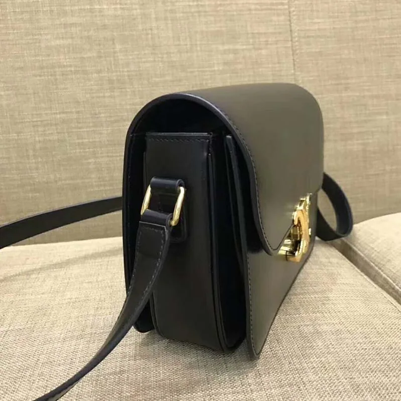 Celine Medium Triomphe Bag In Shiny Calfskin for Women in Black