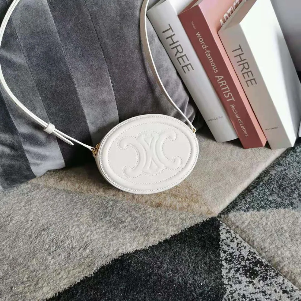 Celine Crossbody Oval Purse Cuir Triomphe in Smooth Calfskin for Women in White