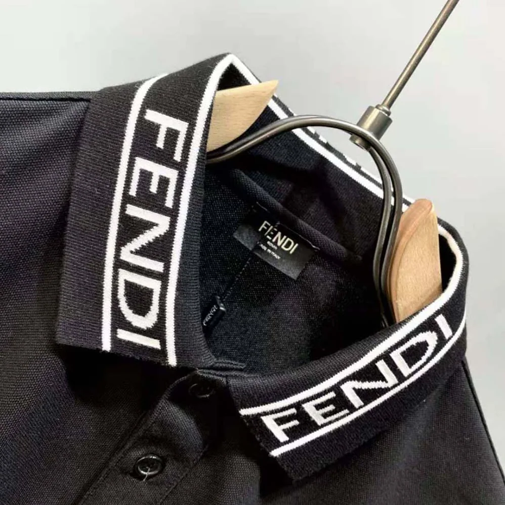Fendi Polo Shirt Black Pique Sweater for Men Fendi Polo Shirt Black Pique Sweater for Men