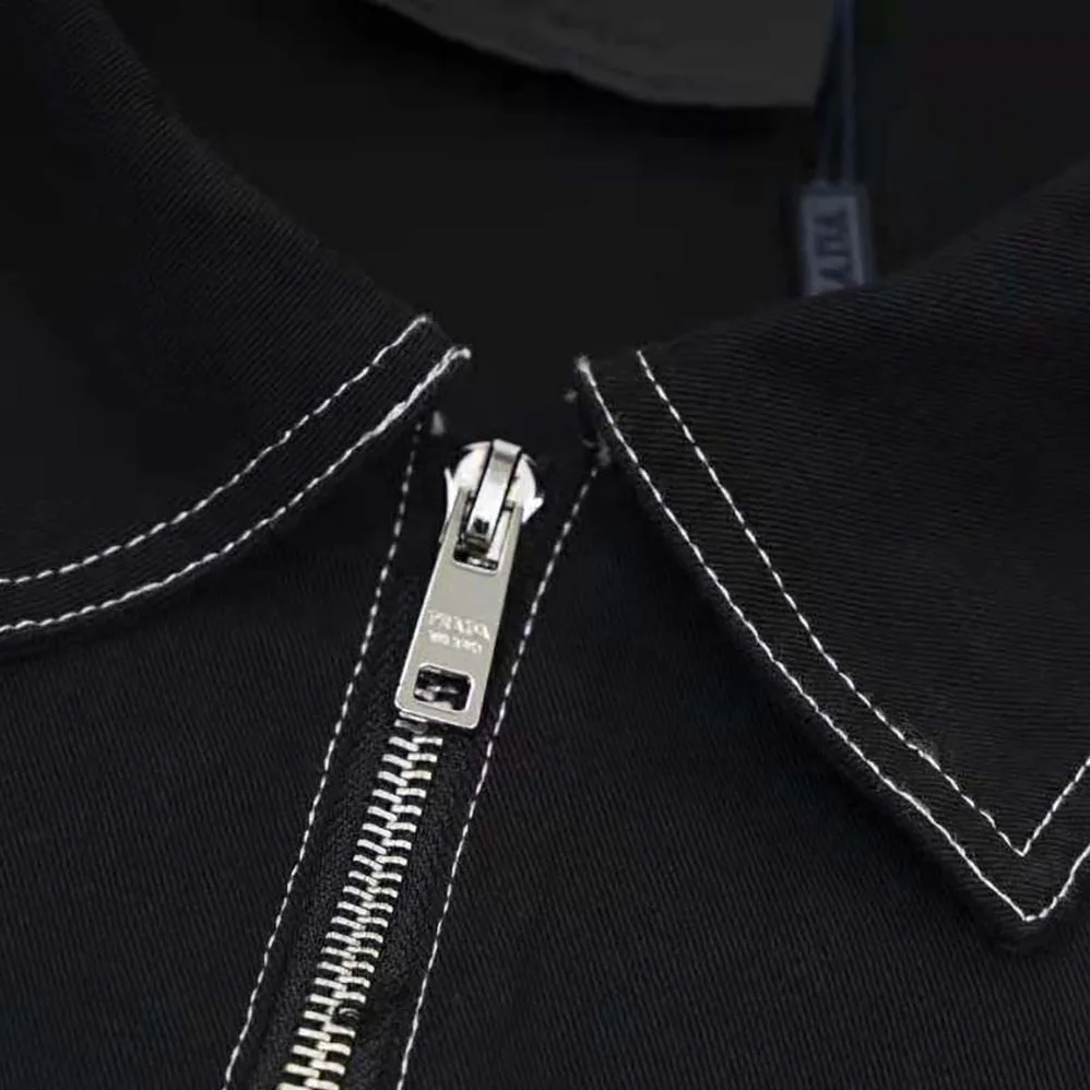 Prada Technical Fabric Blouson Jacket for Women in Black Prada Technical Fabric Blouson Jacket for Women in Black