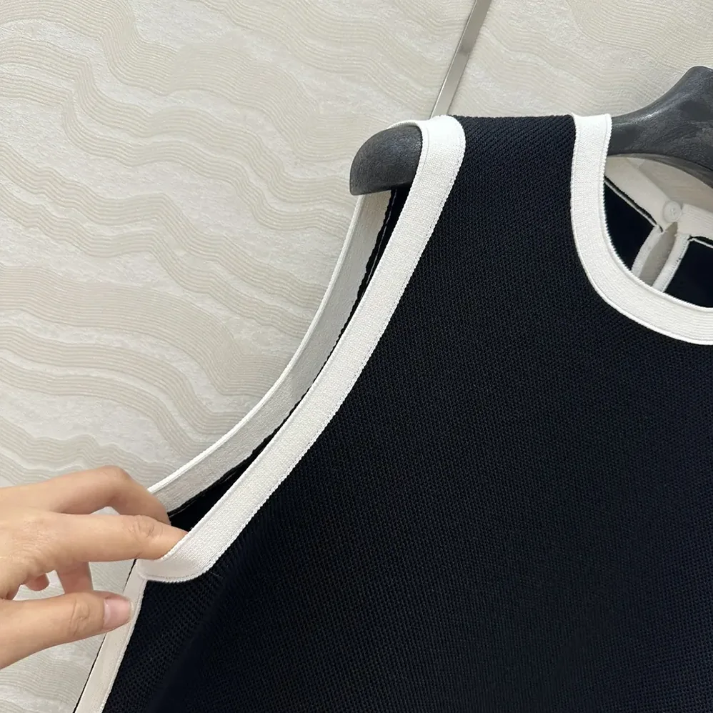 Dior Dioriviera Short Straight Dress Black and Ecru Technical Knit for Women