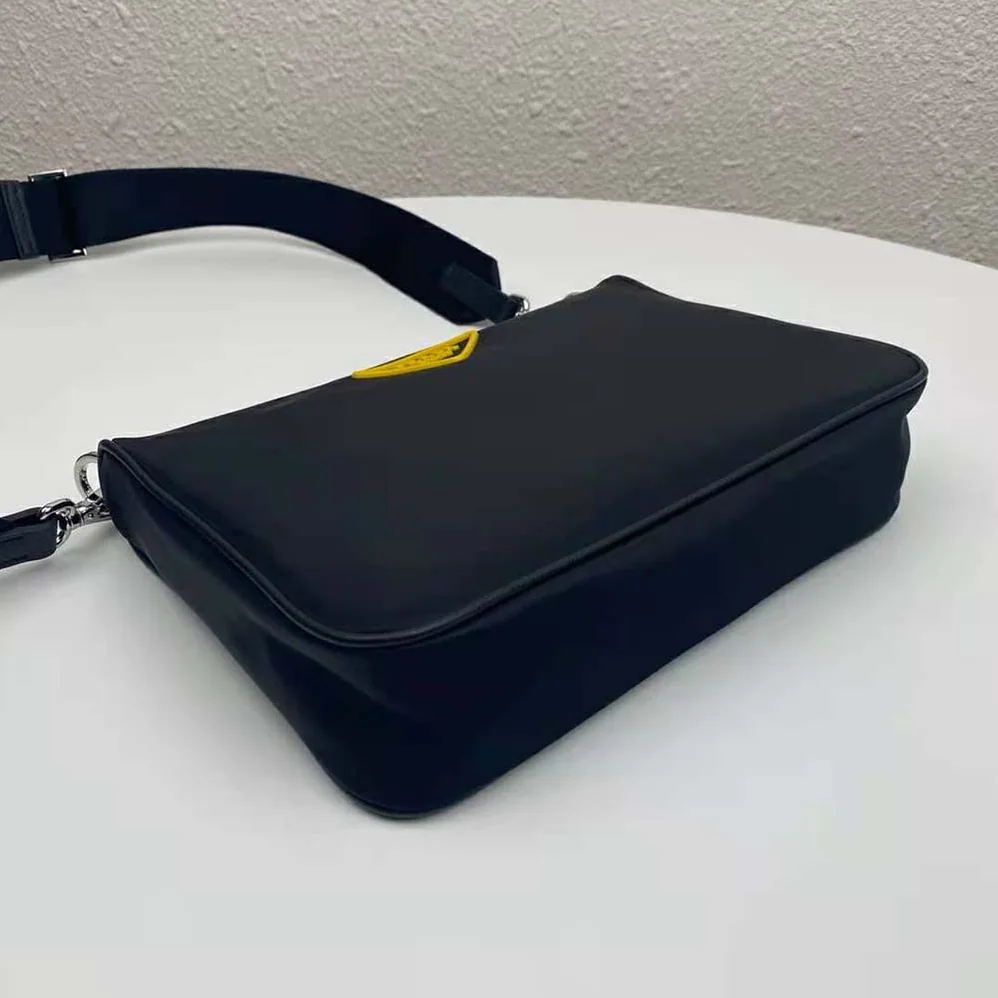Prada Nylon Cross-Body Bag with External Zipper Pocket for Men in Black