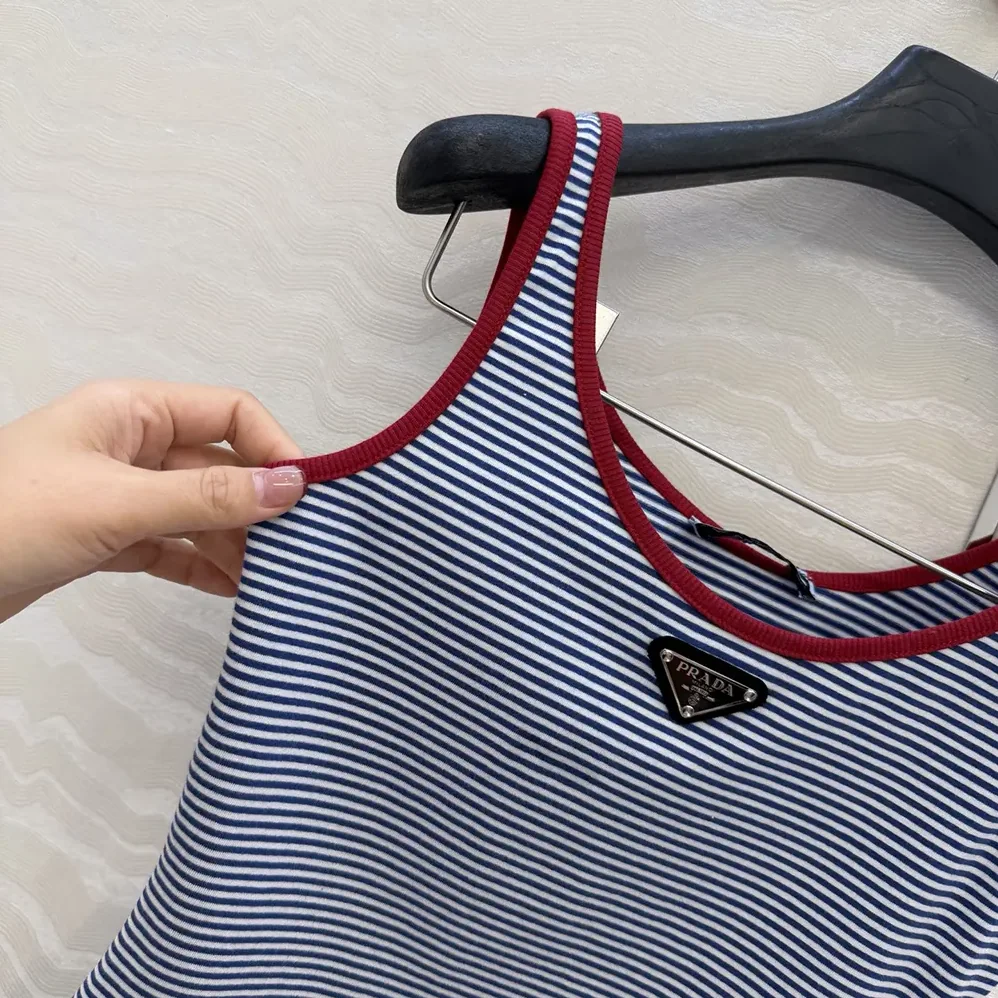 Prada Striped Cotton Jersey Tank Top for Women Prada Striped Cotton Jersey Tank Top for Women