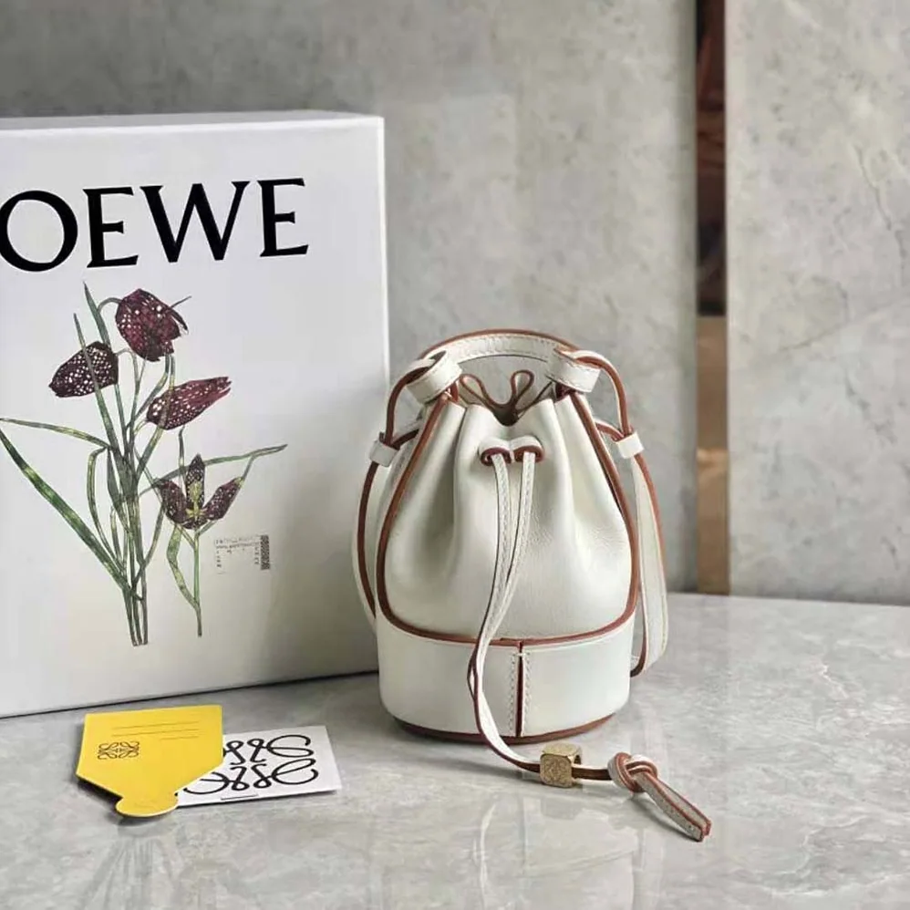 Loewe Nano Balloon Bag in Nappa and Calfskin for Women in White Loewe Nano Balloon Bag in Nappa and Calfskin for Women in White
