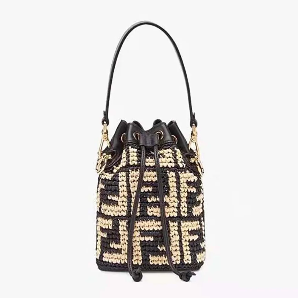 Fendi Mon Tresor Raffia Mini-Bag for Women in Black Fendi Mon Tresor Raffia Mini-Bag for Women in Black