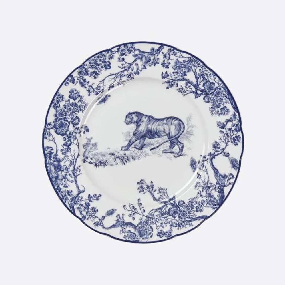 Dior Dessert Plate Blue Toile de Jouy Tiger for Unisex