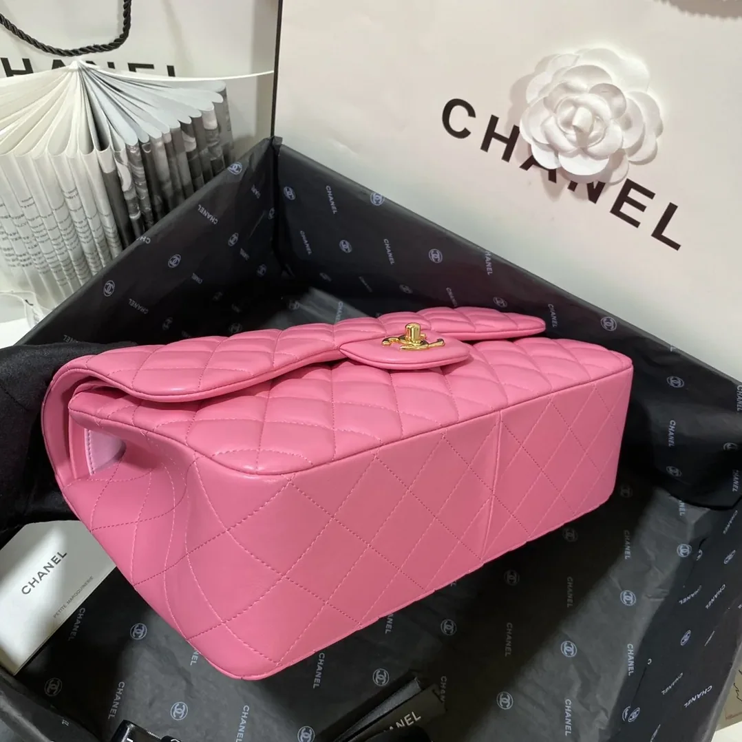 Chanel Classic Flap Bag Large Crossbody in Pink Gold Hardware