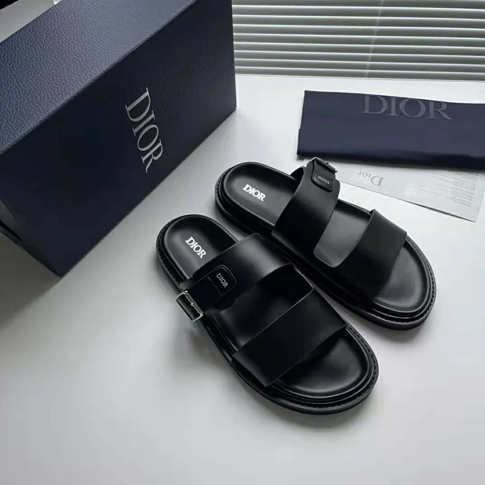 Dior Aqua Sandal Black Smooth Calfskin for Men Dior Aqua Sandal Black Smooth Calfskin for Men