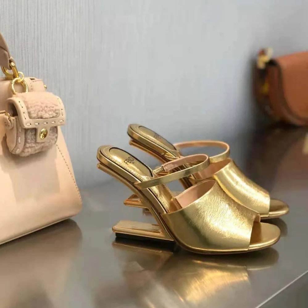Fendi First Gold Nappa Leather High for Women in Heeled Sandals Fendi First Gold Nappa Leather High for Women in Heeled Sandals