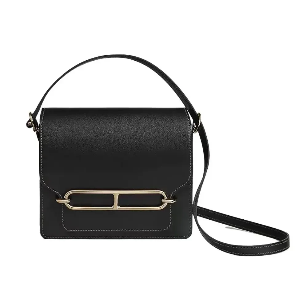 Hermes Roulis Mini Bag in Evercolor Calfskin for Women in Black/Gold