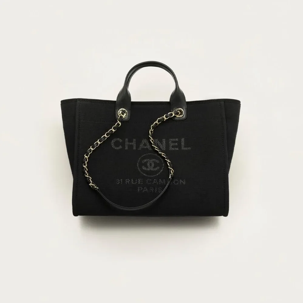 Chanel Deauville Large Tote Bag in Black Gold Hardware